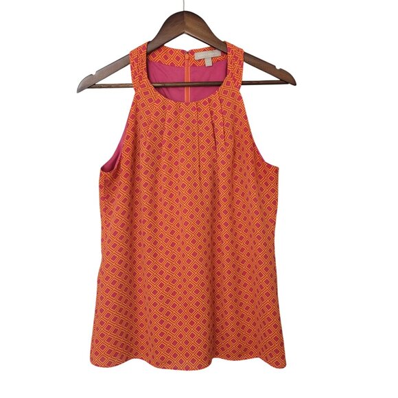 Banana Republic Tops - Banana Republic Geometric Print Halter Neck Top Womens Size 10 Orange Pink